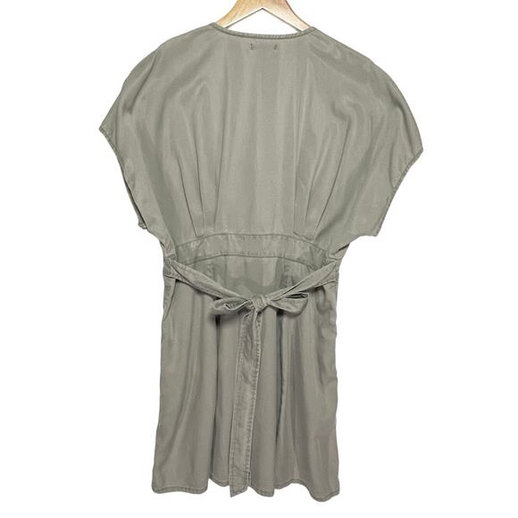 QUINCE Women’s Green Antique Wash Button Front Tie Back Mini Dress XL - Picture 5 of 5